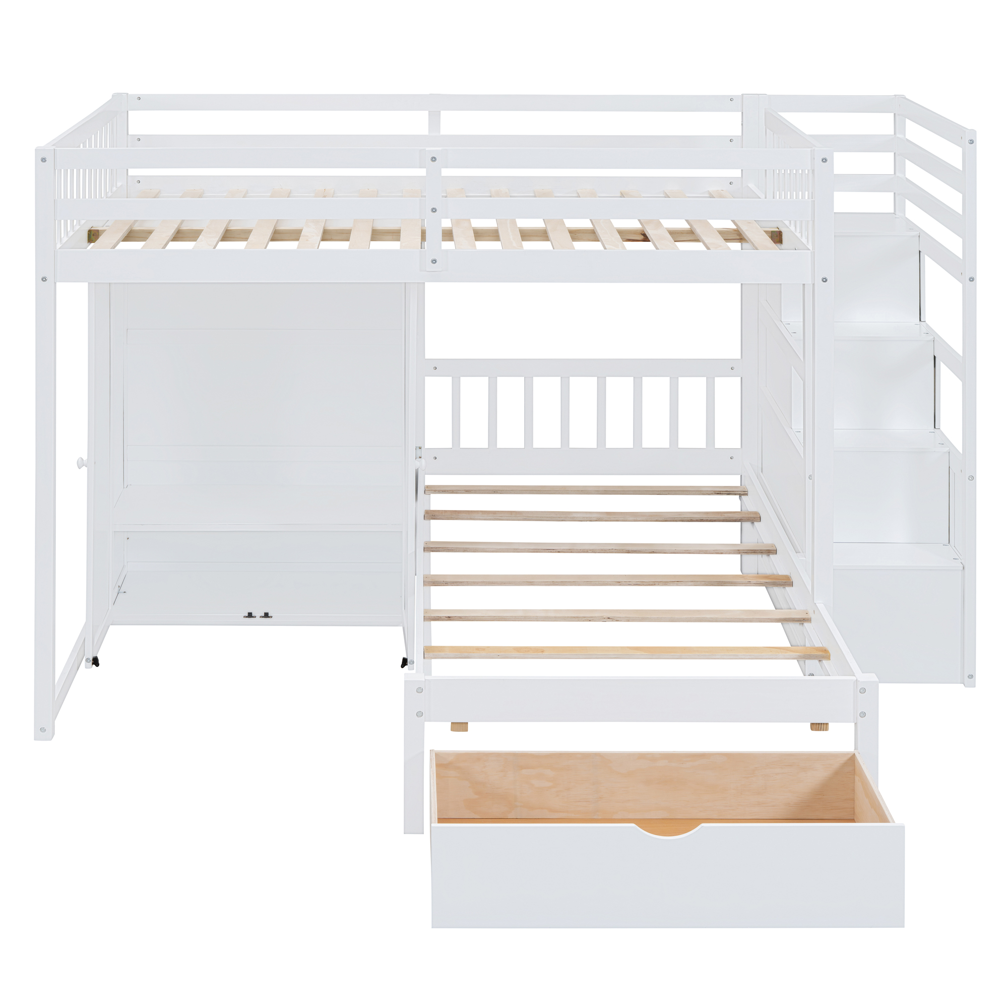 Full Over Twin Bunk Bed with Wardrobe, Drawers 10 Full Over Twin Bunk Bed with Wardrobe, Drawers