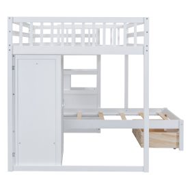 Full Over Twin Bunk Bed with Wardrobe, Drawers 32 Full Over Twin Bunk Bed with Wardrobe, Drawers