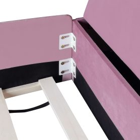 King Size Velvet Upholstered Daybed with Stairs & Gas Lift Storage Ottoman, Contrast Color, Padded Guardrails