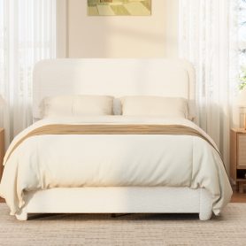 Boucle Full Bed Frame with Adjustable Height Headboard 40 Boucle Full Bed Frame with Adjustable Height Headboard