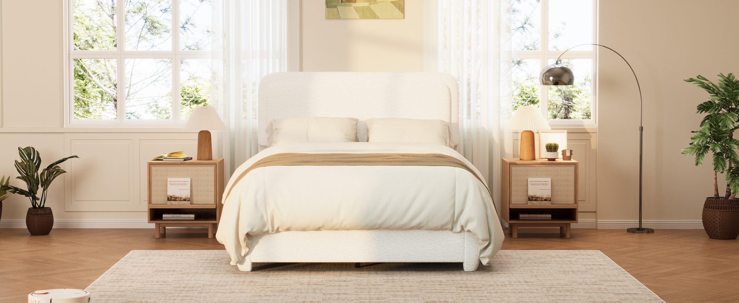 Boucle Full Bed Frame with Adjustable Height Headboard 20 Boucle Full Bed Frame with Adjustable Height Headboard