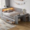 Full Size Daybed With Storage Shelves, Drawers, Trundle, Charging Station, LED Light, Desk And Cabinet 1 Full Size Daybed With Storage Shelves, Drawers, Trundle, Charging Station, LED Light, Desk And Cabinet