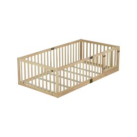 Twin Size Floor Bed with High Fence Railings, without Door 33 Twin Size Floor Bed with High Fence Railings