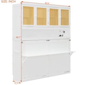 Twin Size Murphy Bed With Top Cabinet, Light & USB