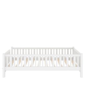 Wood Twin Size Platform Bed with Guardrail