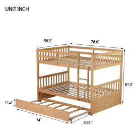 Full Over Full Rubber Wood Bunk Bed with Trundle, Ladder and Guardrails 39 Full Over Full Rubber Wood Bunk Bed with Trundle, Ladder and Guardrails