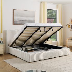 King Functional Vertical Striped Bed with Gas Lift Storage 19 King Functional Vertical Striped Bed with Gas Lift Storage