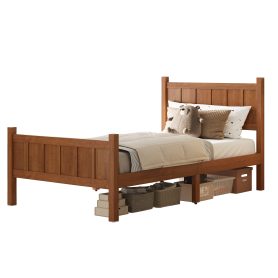 Twin Size Flat Panel Bed with Headboard & Footboard