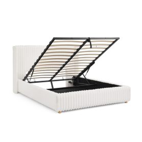 Queen Functional Vertical Striped Bed with Gas Lift Storage