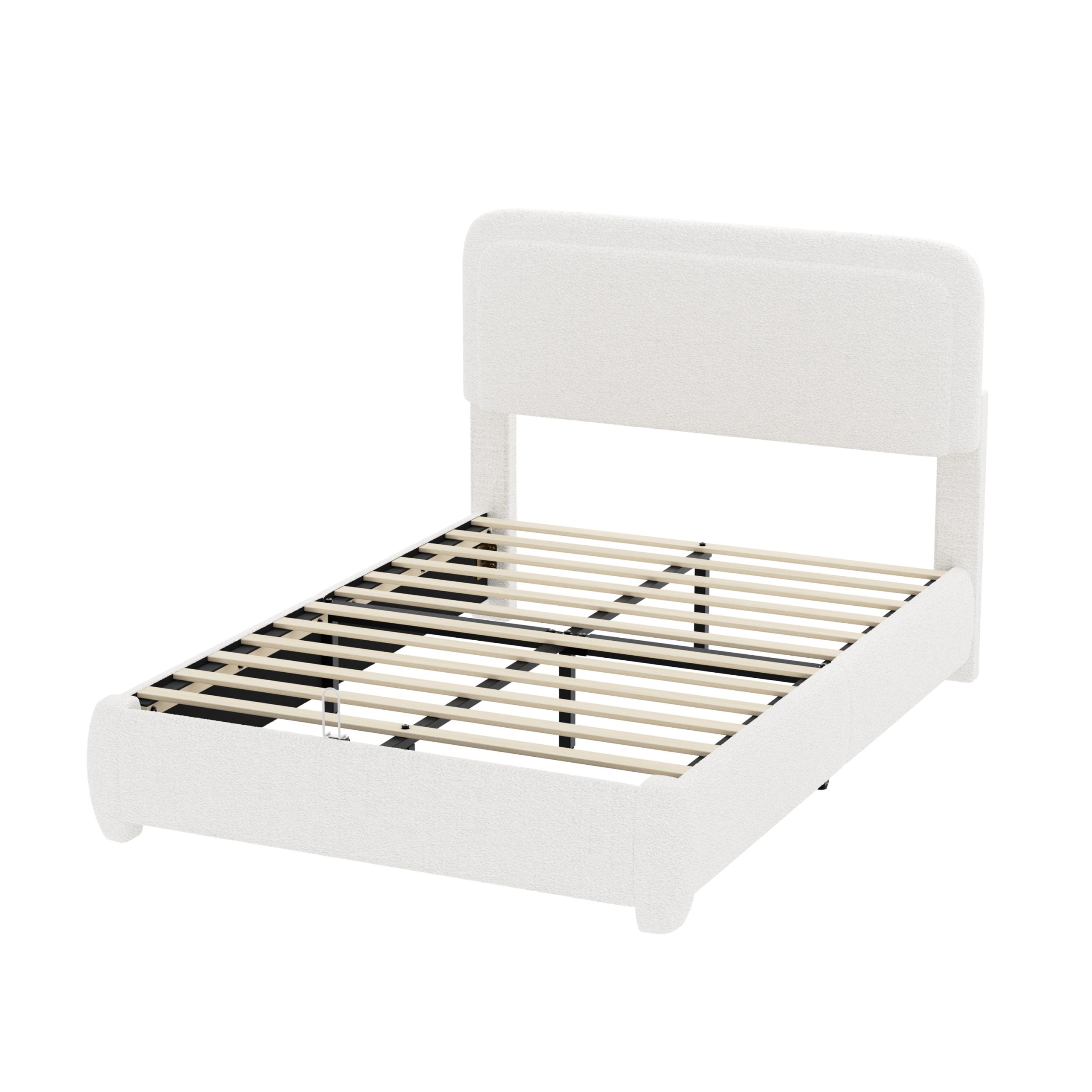 Boucle Full Bed Frame with Adjustable Height Headboard 11 Boucle Full Bed Frame with Adjustable Height Headboard