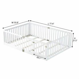 Full Size Floor Bed With High Fence Railings