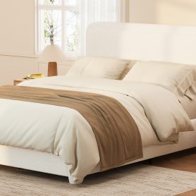 Boucle Queen Bed Frame with Adjustable Height Headboard 43 Boucle Queen Bed Frame with Adjustable Height Headboard