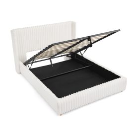 Queen Functional Vertical Striped Bed with Gas Lift Storage