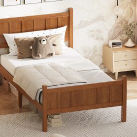 Twin Size Flat Panel Bed with Headboard & Footboard