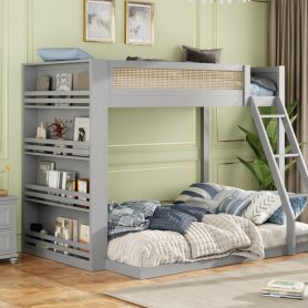 Twin over Full Bunk Bed with Shelf and LED 30 Twin over Full Bunk Bed with Shelf and LED