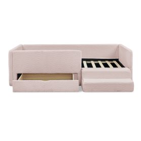 Twin Size Safe Cozy Multi-Functional Kids Bed with Guardrails and Storage