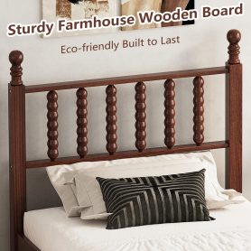 Twin Size Wood Platform Bed with Gourd Shaped Headboard