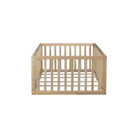 Twin Size Floor Bed with High Fence Railings, without Door 36 Twin Size Floor Bed with High Fence Railings