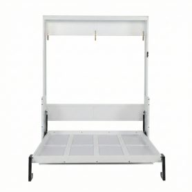 Queen Size Wood Vertical Murphy Bed with Desk, Gas Struts