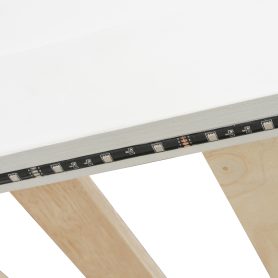 Full Size Wood Loft Bed with Desk, Bedside Storage Shelf, Sofa and Light