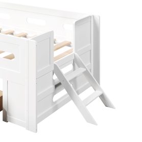 Wood Twin Size Platform Bed with Guardrail and Drawer