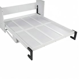 Queen Size Wood Vertical Murphy Bed with Desk, Gas Struts