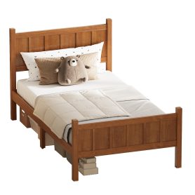 Twin Size Flat Panel Bed with Headboard & Footboard