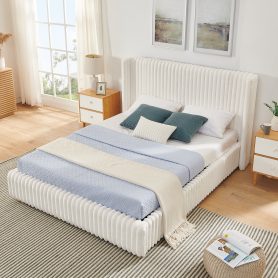 Queen Functional Vertical Striped Bed with Gas Lift Storage