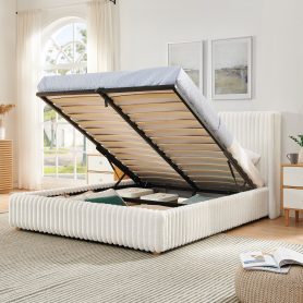 Queen Functional Vertical Striped Bed with Gas Lift Storage