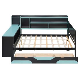 Queen Size Gaming Daybed with Integrated Desk and Lights