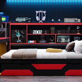 Full Size Gaming Daybed with Integrated Desk and Lights 54 Full Size Gaming Daybed with Integrated Desk and Lights