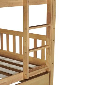 Full Over Full Rubber Wood Bunk Bed with Trundle, Ladder and Guardrails 28 Full Over Full Rubber Wood Bunk Bed with Trundle, Ladder and Guardrails