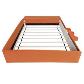 Queen Size Velvet Upholstered Daybed with Stairs & Gas Lift Storage Ottoman, Contrast Color, Padded Guardrails