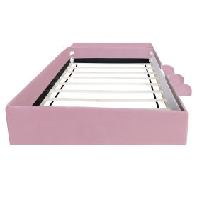 Full Size Velvet Upholstered Daybed with Stairs & Gas Lift Storage Ottoman, Contrast Color, Padded Guardrails