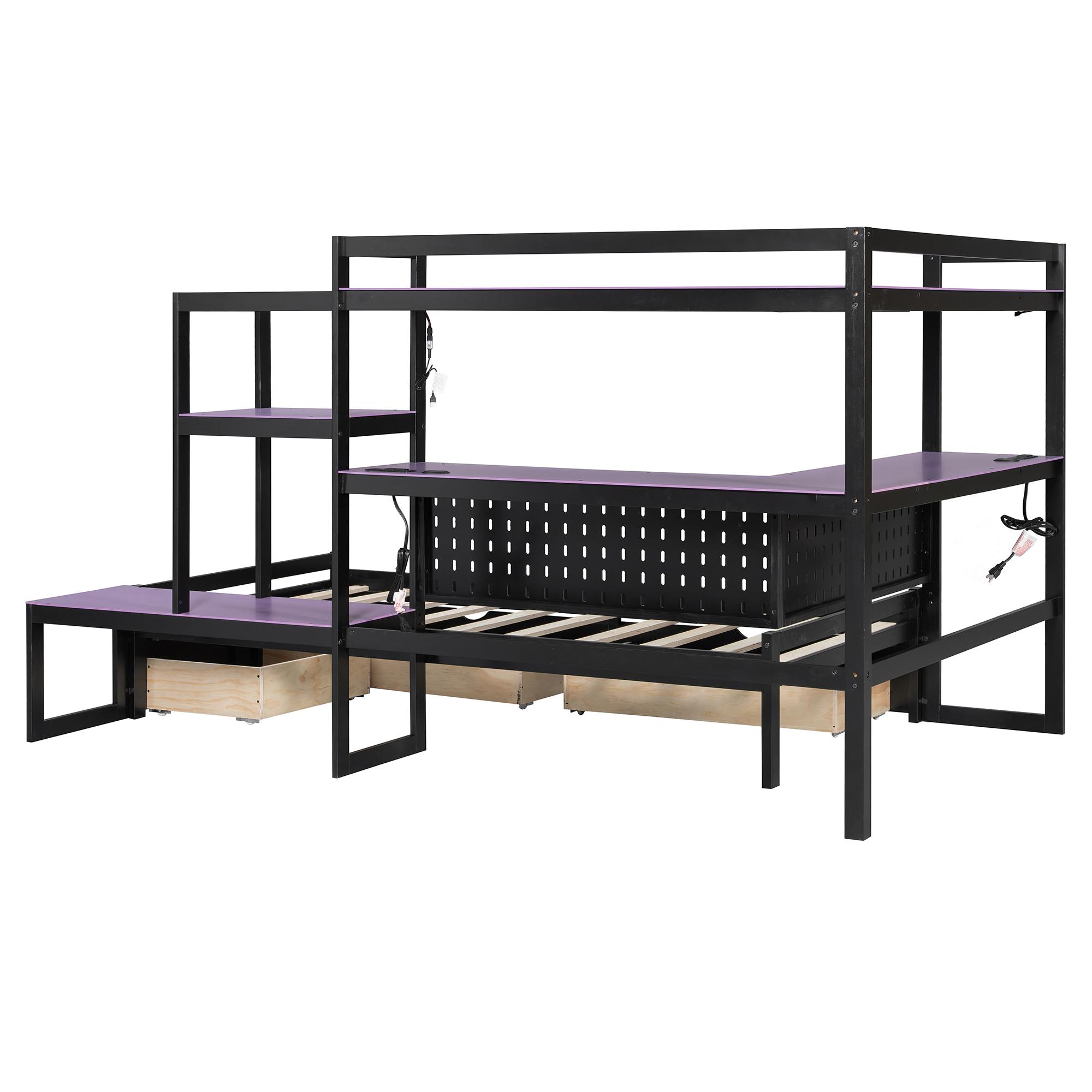 Twin Size Gaming Daybed with Integrated Desk and LED Light 5 Twin Size Gaming Daybed with Integrated Desk and LED Light