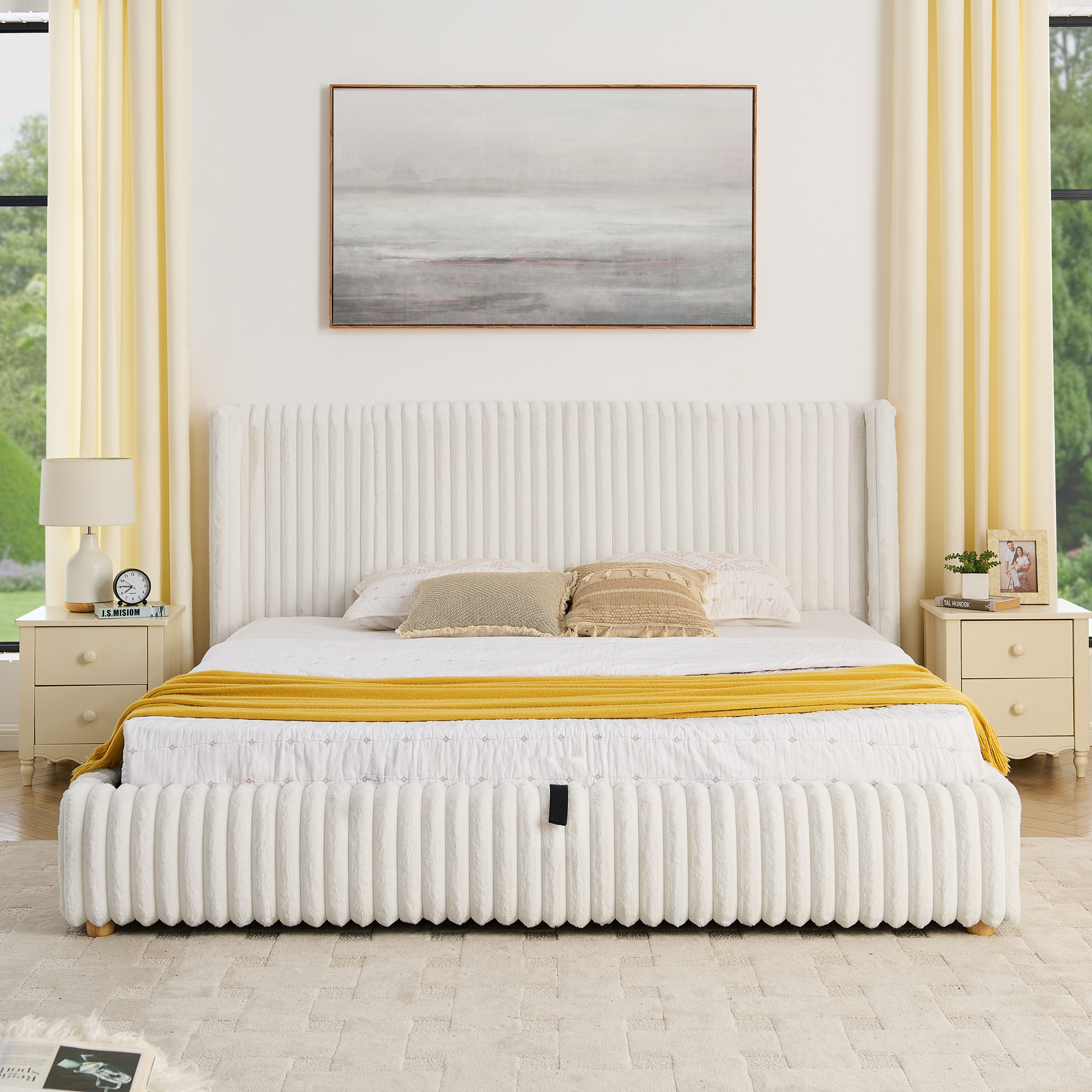 King Functional Vertical Striped Bed with Gas Lift Storage 3 King Functional Vertical Striped Bed with Gas Lift Storage