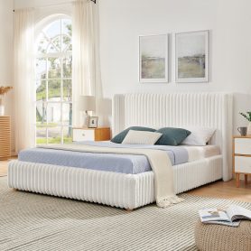 Queen Functional Vertical Striped Bed with Gas Lift Storage