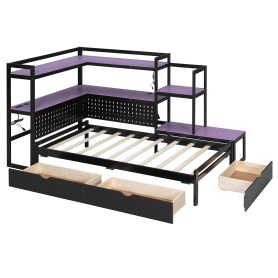 Twin Size Gaming Daybed with Integrated Desk and LED Light 73 Twin Size Gaming Daybed with Integrated Desk and LED Light