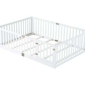 Full Size Floor Bed With High Fence Railings