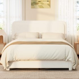 Boucle Queen Bed Frame with Adjustable Height Headboard 46 Boucle Queen Bed Frame with Adjustable Height Headboard