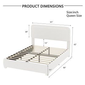 Boucle Queen Bed Frame with Adjustable Height Headboard 42 Boucle Queen Bed Frame with Adjustable Height Headboard