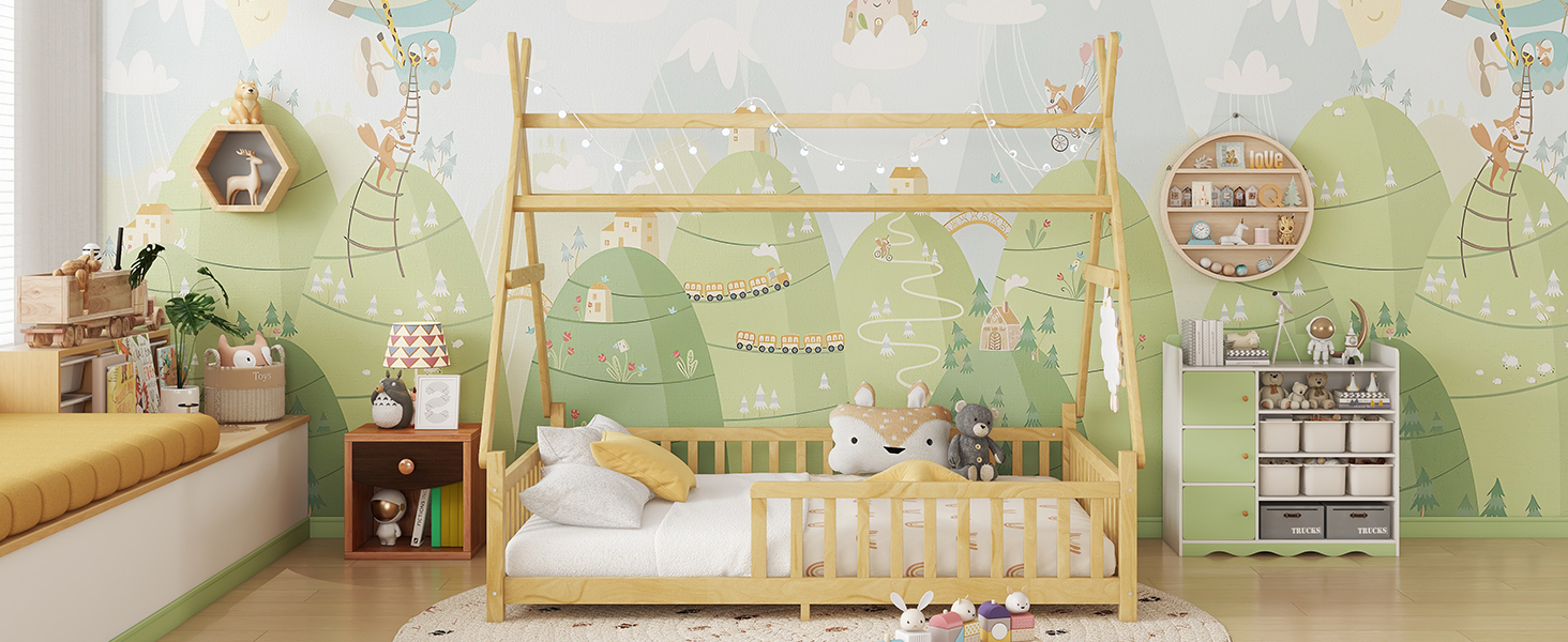 Full Low Floor House Bed With Fence And Roof 22 Full Low Floor House Bed With Fence And Roof