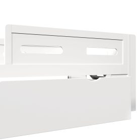 Wood Twin Size Platform Bed with Guardrail and Drawer