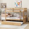 Full Over Full Rubber Wood Bunk Bed with Trundle, Ladder and Guardrails 2 Full Over Full Rubber Wood Bunk Bed with Trundle, Ladder and Guardrails