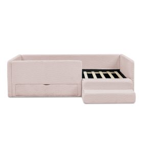 Twin Size Safe Cozy Multi-Functional Kids Bed with Guardrails and Storage