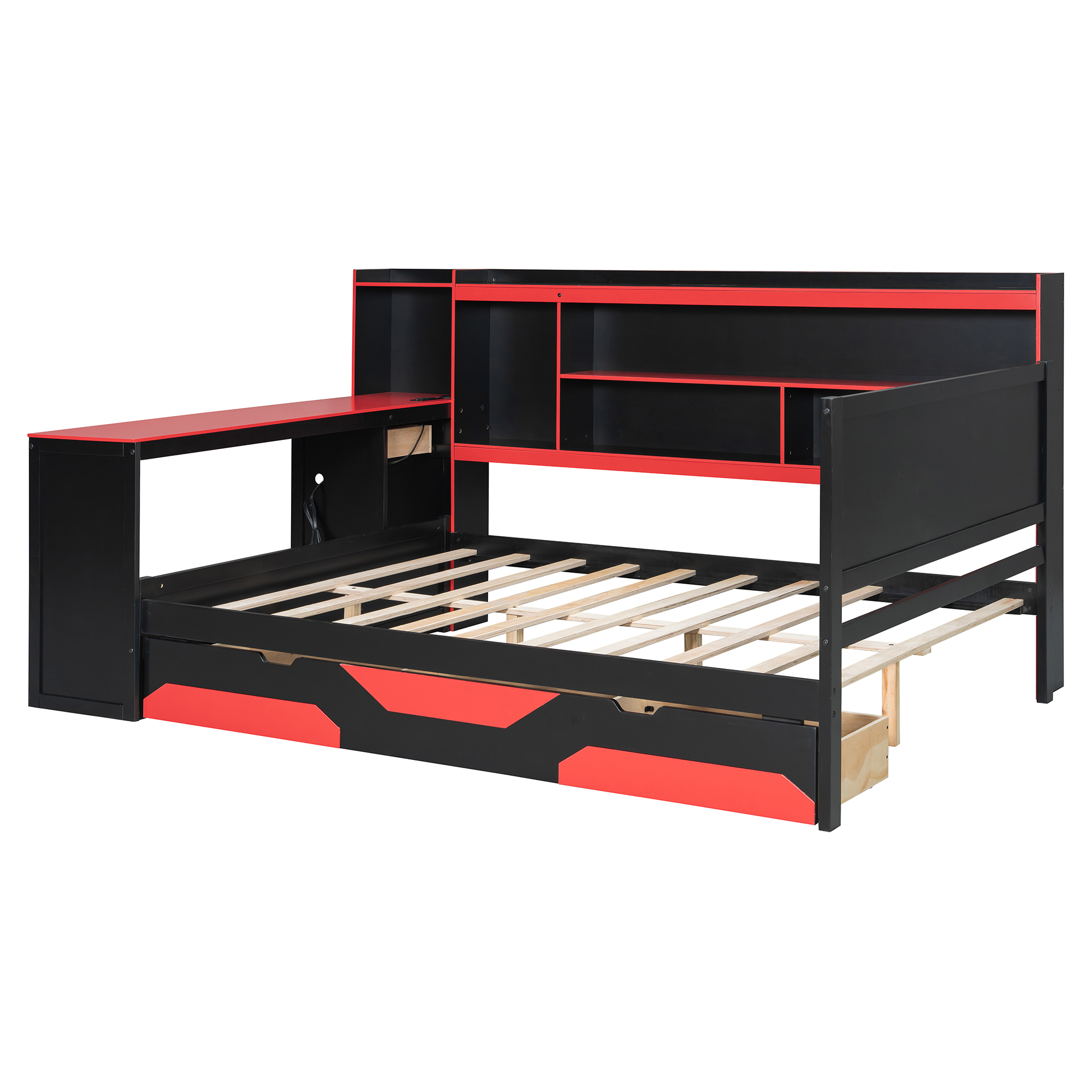 Full Size Gaming Daybed with Integrated Desk and Lights 10 Full Size Gaming Daybed with Integrated Desk and Lights