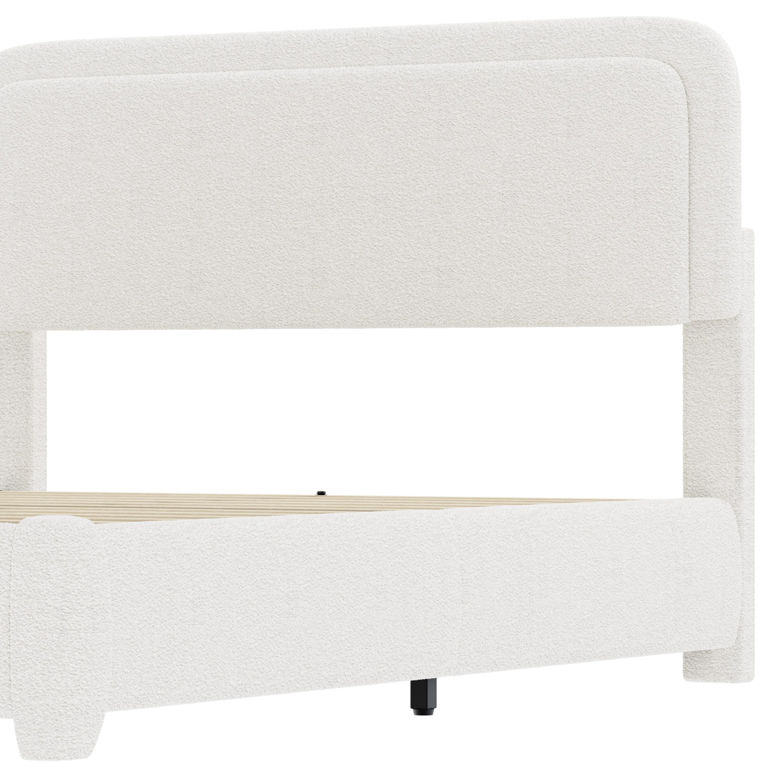 Boucle Queen Bed Frame with Adjustable Height Headboard 15 Boucle Queen Bed Frame with Adjustable Height Headboard