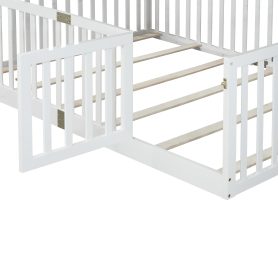 Full Size Floor Bed With High Fence Railings