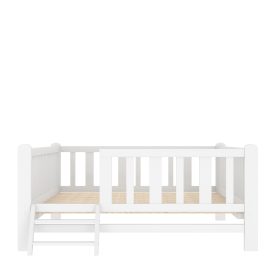 Wood Twin Size Platform Bed with Guardrail