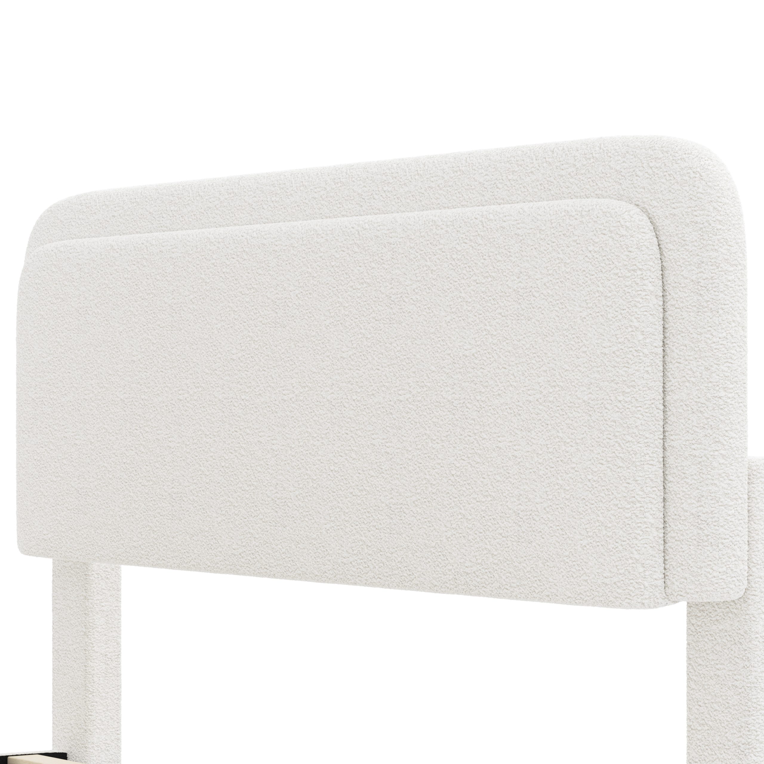 Boucle Queen Bed Frame with Adjustable Height Headboard 14 Boucle Queen Bed Frame with Adjustable Height Headboard